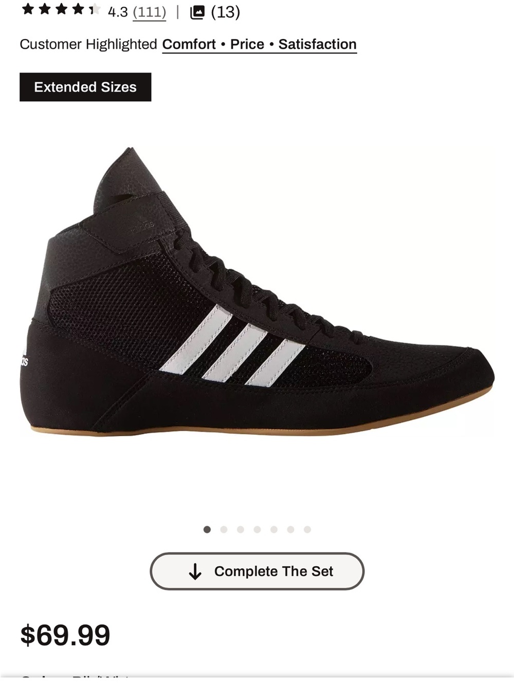 adidas Black White High-Top Wrestling/Training Shoe